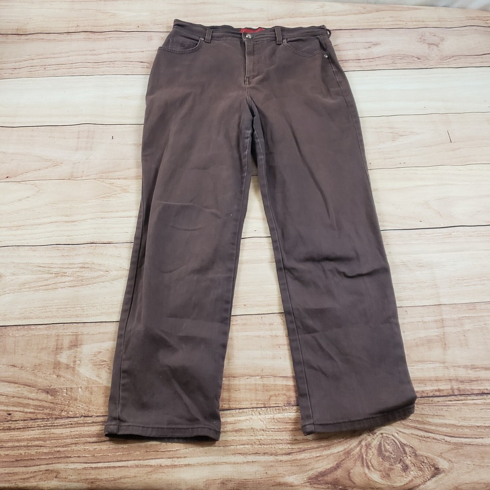 Gloria Vanderbilt Jeans Women 12 Brown Straight Mid Medium Wash Denim Ladies *